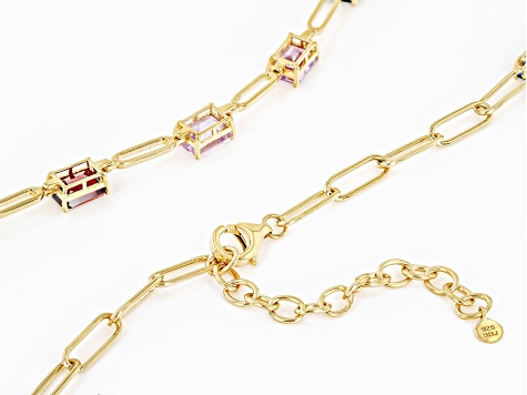 Multi-Color Multi-Gemstone 18k Yellow Gold Over Sterling