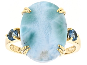 Blue Larimar 18k Yellow Gold Over Sterling Silver Ring 0.36ctw