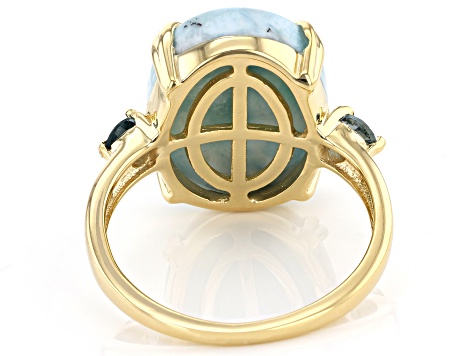 Blue Larimar 18k Yellow Gold Over Sterling Silver Ring 0.36ctw