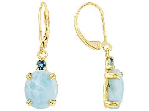 Blue Larimar 18k Yellow Gold Over Sterling Silver Earrings 0.36ctw