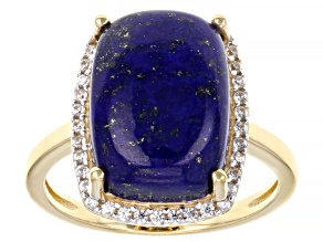 Blue Lapis Lazuli 18k Yellow Gold Over Sterling Silver Ring 0.27ctw