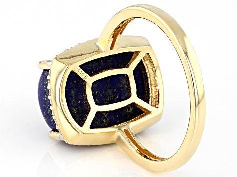 Blue Lapis Lazuli 18k Yellow Gold Over Sterling Silver Ring