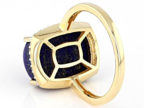 Blue Lapis Lazuli 18k Yellow Gold Over Sterling Silver Ring 0.27ctw