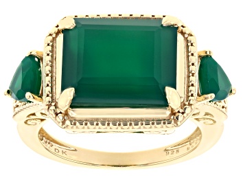 Picture of Green Onyx 18k Yellow Gold Over Sterling Silver Ring 5.06ctw