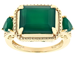 Green Onyx 18k Yellow Gold Over Sterling Silver Ring 5.06ctw
