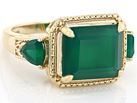 Green Onyx 18k Yellow Gold Over Sterling Silver Ring 5.06ctw