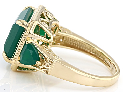 Green Onyx 18k Yellow Gold Over Sterling Silver Ring 5.06ctw 