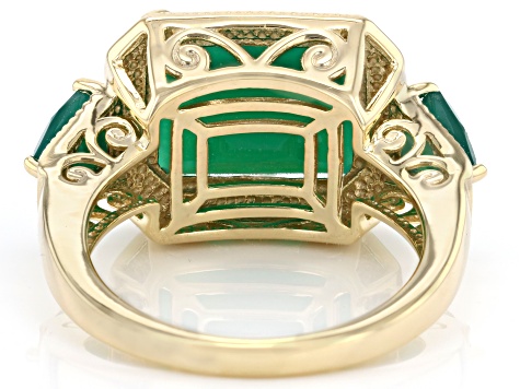 Green Onyx 18k Yellow Gold Over Sterling Silver Ring 5.06ctw