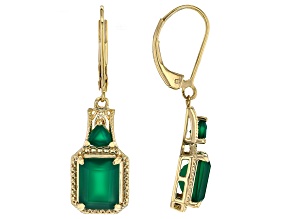 Green Onyx 18k Yellow Gold Over Sterling Silver Earrings