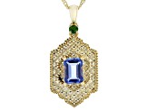 Fluorite & Chrome Diopside 18K Gold Over Brass Pendant W/ 18" Chain 1.79ctw