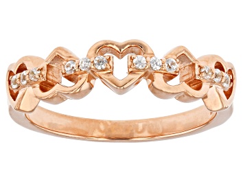 Picture of White Zircon 18k Rose Gold Over Sterling Silver Heart Band Ring 0.09ctw