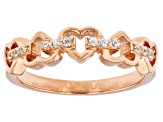 White Zircon 18k Rose Gold Over Sterling Silver Heart Band Ring 0.09ctw