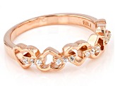 White Zircon 18k Rose Gold Over Sterling Silver Heart Band Ring 0.09ctw