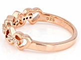 White Zircon 18k Rose Gold Over Sterling Silver Heart Band Ring 0.09ctw