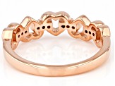 White Zircon 18k Rose Gold Over Sterling Silver Heart Band Ring 0.09ctw