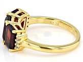 Red Garnet 18k Yellow Gold Over Sterling Silver 3-Stone Band Ring 3.59ctw