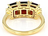 Red Garnet 18k Yellow Gold Over Sterling Silver 3-Stone Band Ring 3.59ctw