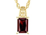 Red Garnet 18k Yellow Gold Over Sterling Silver Solitaire Pendant With Chain 1.08ct