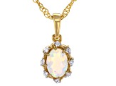 Ethiopian Opal 18k Yellow Gold Over Sterling Silver Pendant with Chain 0.43ctw