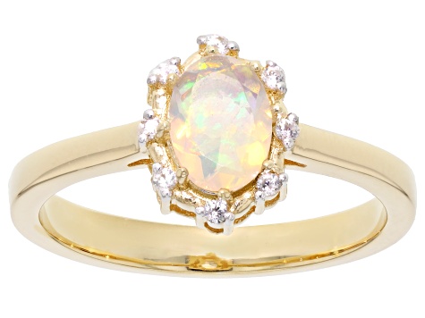 Ethiopian Opal 18k Yellow Gold Over Sterling Silver Ring 0.43ctw