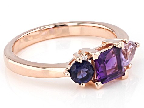 Purple Amethyst 18k Rose Gold Over Sterling Silver Ring 1.07ctw
