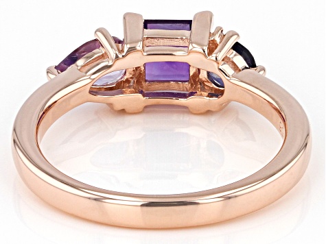 Purple Amethyst 18k Rose Gold Over Sterling Silver Ring 1.07ctw