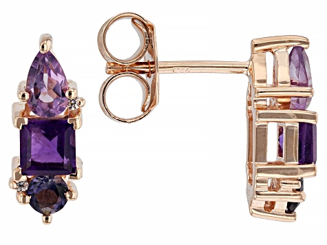 Purple Amethyst 18k Rose Gold Over Sterling Silver Earrings 1.13ctw