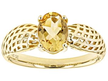 Picture of Yellow Citrine 18k Yellow Gold Over Sterling Silver Ring 0.99ct