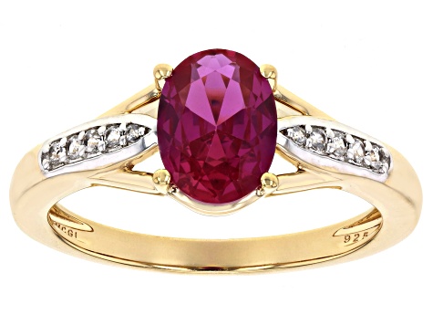 Red Lab Created Ruby 18k Yellow Gold Over Sterling Silver Ring 1.88ctw