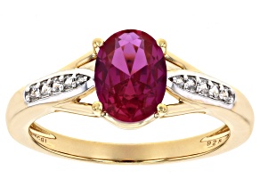 Red Lab Created Ruby 18k Yellow Gold Over Sterling Silver Ring 1.88ctw