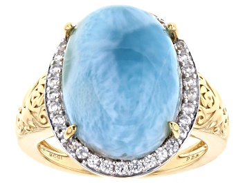 Picture of Blue Larimar 18k Yellow Gold Over Sterling Silver Ring 0.49ctw