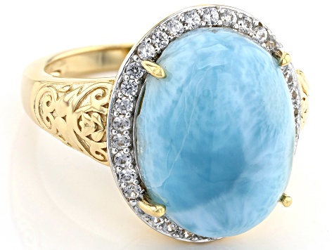 Blue Larimar 18k Yellow Gold Over Sterling Silver Ring 0.49ctw