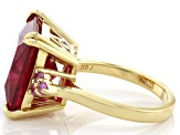 Red Lab Created Ruby 18k Yellow Gold Over Sterling Silver Ring 12.85ctw