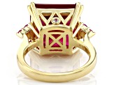 Red Lab Created Ruby 18k Yellow Gold Over Sterling Silver Ring 12.85ctw