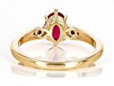 Red Lab Created Ruby with Champagne Diamond 18k Yellow Gold Over Sterling Silver Ring 0.97ctw