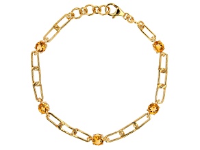 Yellow Citrine 18k Yellow Gold Over Sterling Silver Paperclip Chain Bracelet 2.70ctw