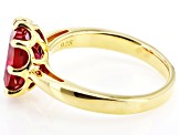 Red Lab Created Ruby 18k Yellow Gold Over Sterling Silver Ring 2.68ct