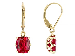 Red Lab Created Ruby 18k Yellow Gold Over Sterling Silver Earrings 4.59ctw