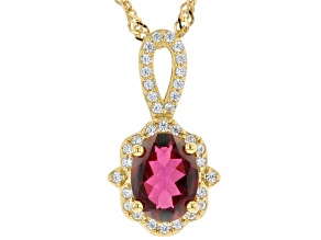 Magenta Petalite 18K Yellow Gold Over Sterling Silver With Chain 1.10ctw