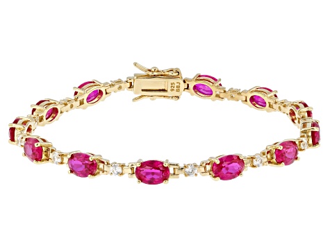 Red Lab Created Ruby 18k Yellow Gold Over Sterling Silver Bracelet 10.71ctw