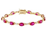 Red Lab Created Ruby 18k Yellow Gold Over Sterling Silver Bracelet 10.71ctw