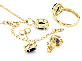 Blue Lab Created Sapphire 18k Yellow Gold Over Sterling Silver Jewelry Set 5.03ctw