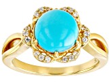 Blue Sleeping Beauty Turquoise 18k Yellow Gold Over Sterling Silver Ring 0.15ctw