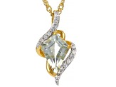 Kite Prasiolite and White Zircon 18k Yellow Gold Over Silver Pendant With Chain 1.89ctw