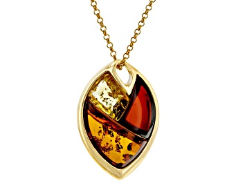 Picture of Amber 18k Yellow Gold Over Sterling Silver Pendant With Chain