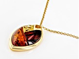 Amber 18k Yellow Gold Over Sterling Silver Pendant With Chain