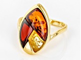 Amber 18k Yellow Gold Over Sterling Silver Ring