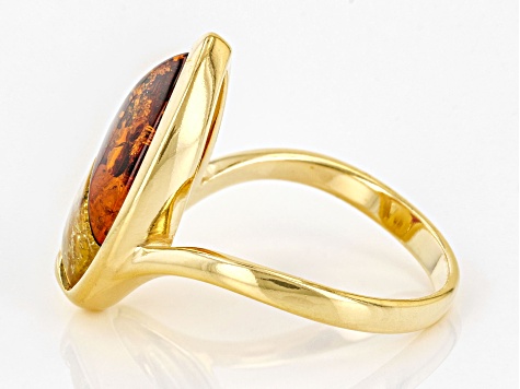 Amber 18k Yellow Gold Over Sterling Silver Ring