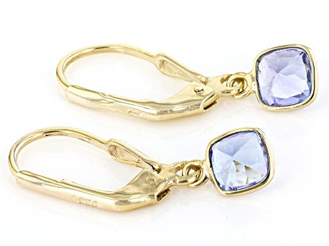 Blue Tanzanite 18k Yellow Gold Over Sterling Silver Dangle Earrings 1.00ctw