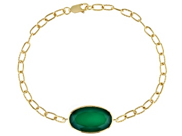 Picture of Green Onyx 18k Yellow Gold Over Sterling Silver Bracelet 6.16ct